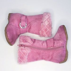 Toddler Girls Tall Pink Faux Suede Boots by INF